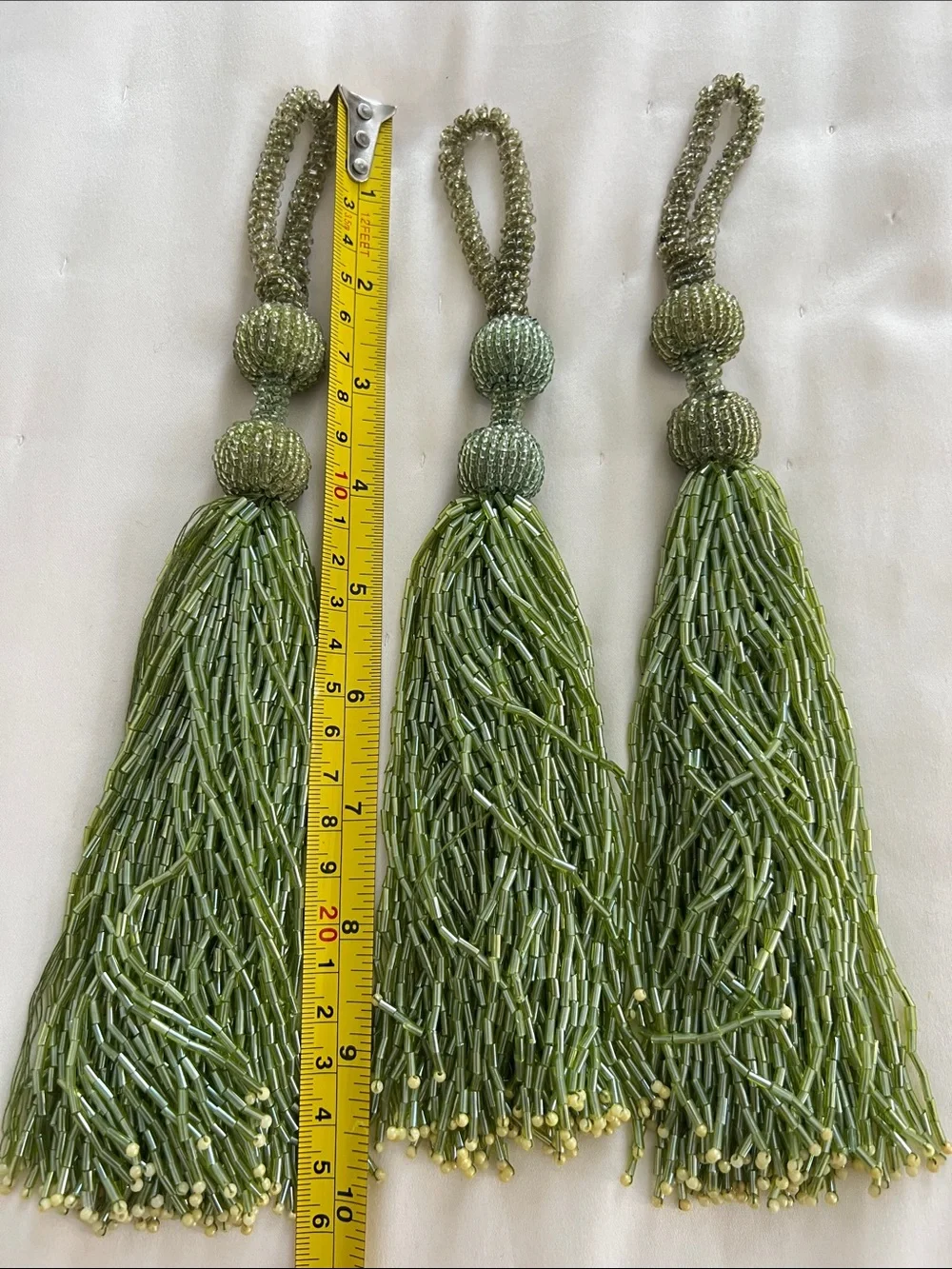 Decorative ArtDeco Beaded Tassel Set - Green -